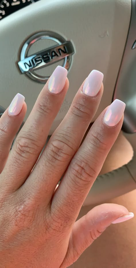 Dip Nails Birthday, Dip W Tip Nails, Salon Dip Nails, Opal Dip Nails, Popular Dip Nails, Solid Dip Nail Colors, Simple Summer Dip Nails, Iridescent Dip Nails, Light Dip Powder Nails