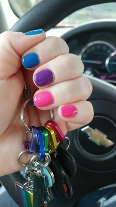 Subtle Bi Pride Nails, Pride Nails Bisexual, Bi Nail Ideas, How To Look Bisexual, Bisexual Nail Ideas, Bi Flag Nails, Bisexual Tattoo Ideas, Bi Tattoos, Bi Nails