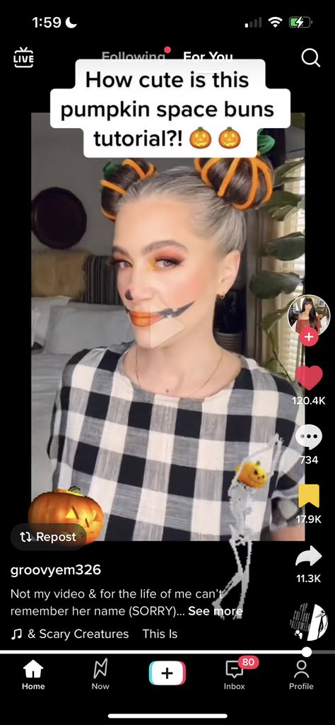 Pumpkin Space Buns Hair, Pumpkin Buns, Aesthetic Surgeon, Space Buns Hair, Halloween 23, Work Hair, Space Buns, Bun Tutorial, Work Hairstyles