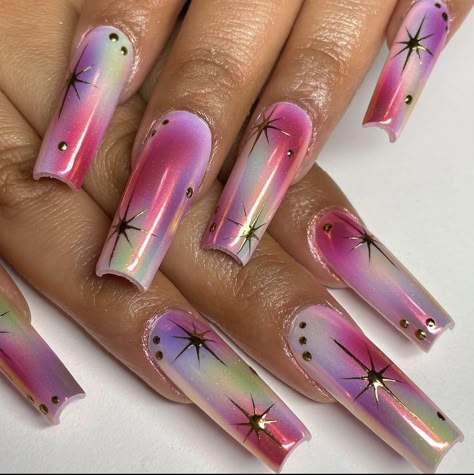 Cosmic Nails, Rave Nails, 90s Nails, Bubble Nails, Aura Nails, Nail Appointment, Airbrush Nails, Grunge Nails, Pointed Nails