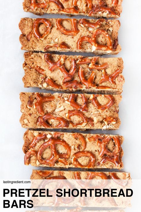 With pretzel crumbs in the cookie dough, these salty and sweet pretzel shortbread bars have a buttery, almost caramel-like flavor. They're baked in a rectangular tart pan, and then you can slice them into bars. Oven Baked French Fries, Baked Pretzels, Salted Pretzel, Shortbread Bars, Avoid Processed Foods, Pretzels Recipe, Chocolate Crinkles, Tart Pan, Xmas Food