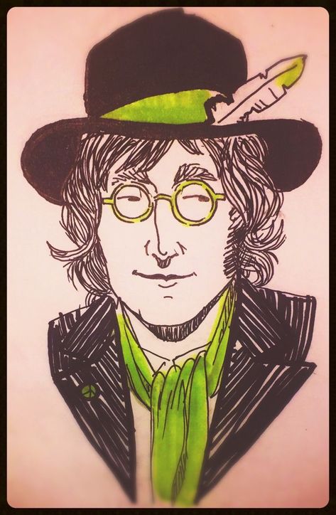 John Lennon Fanart, Beatles Drawing, Happy Birthday John, Beatles Cartoon, Prismacolor Markers, Photo Editing App, Beatles Art, Drawing Examples, Buddy Holly