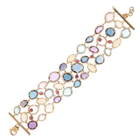 Bracelet For Her, Quartz Pink, Modern Bracelets, Antique Bracelets, Jewelry Words, Tourmaline Bracelet, Fine Art Jewelry, Gold Bracelet Cuff, Sky Blue Topaz