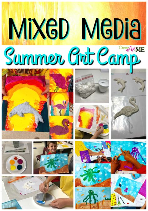 Mixed Media Summer Art Camp Projects #mixedmediaprojects #artcamp #ericcarleprojects #summercampart #createartwithme Summer Camp Art And Craft For Kids, School Age Summer Camp Ideas Art Projects, Middle School Summer Art Projects, Summer Camp Projects, Kids Art Camp Projects, Summer Art Lessons Elementary, Summer Camp Art And Craft Ideas, Kids Art Camp Ideas, Summer Art Camp Projects