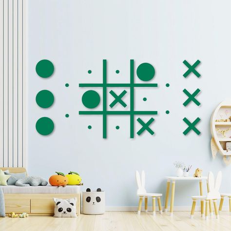 PRICES MAY VARY. 【PERFECT DECORATIONS】:The unique design of the magnetic Tic Tac Toe game kids room wall decor hanging game incorporates modern design and adds something different and new to your space. This is not only the modern room decor, but also the existence of witnessing your happy time, suitable for family, group use, bringing you unlimited happiness! 【SAFE PVC MATERIAL】: Complete set of tic tac toe game including absolutely safe pvc, 5 o's and 5 x's, 19 magnets and double-sided adhesiv Kids Playroom Basement, Modern Wall Decals, Decor Hallway, Interactive Walls, Modern Room Decor, Playroom Wall Decor, Sensory Room, Hallway Decor, Kids Room Wall Decor