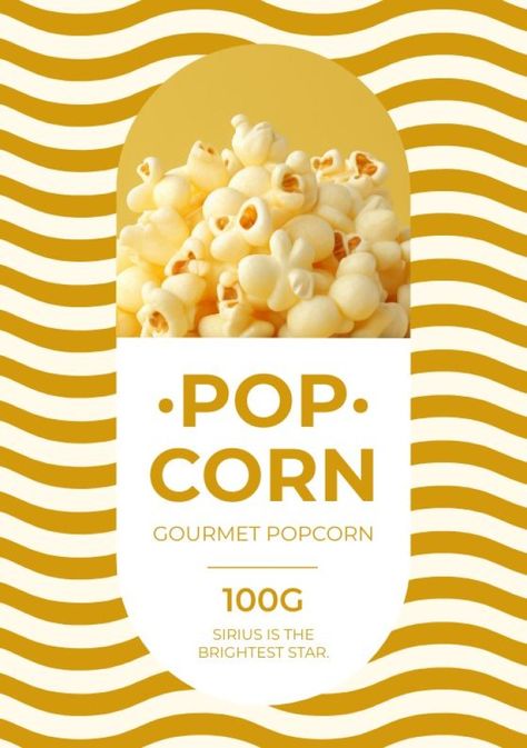 Abstract Waves Popcorn Brand Label Popcorn Brands, Gourmet Popcorn, Abstract Waves, The Editor, Brand Kit, Brand Label, Label Templates, Custom Labels, Free Graphic Design