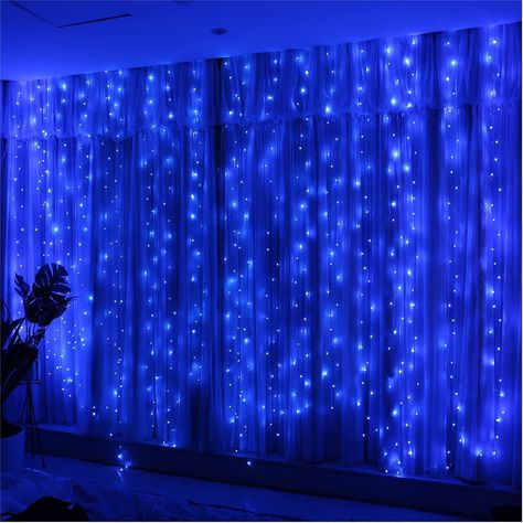 Blue Sparkle Background, Fairy Curtain Lights, Curtain Fairy Lights, Blue Fairy Lights, Fairy Light Backdrops, Christmas Light Curtains, Outdoor Wedding Decor, Blue String Lights, Indoor Outdoor Wedding