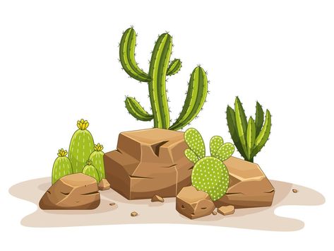 Desert Clipart, Southern Landscape, Dr Ideas, Flat Vector Illustration, Desert Art, Flat Vector, Green Plants, The Desert, Vector Art