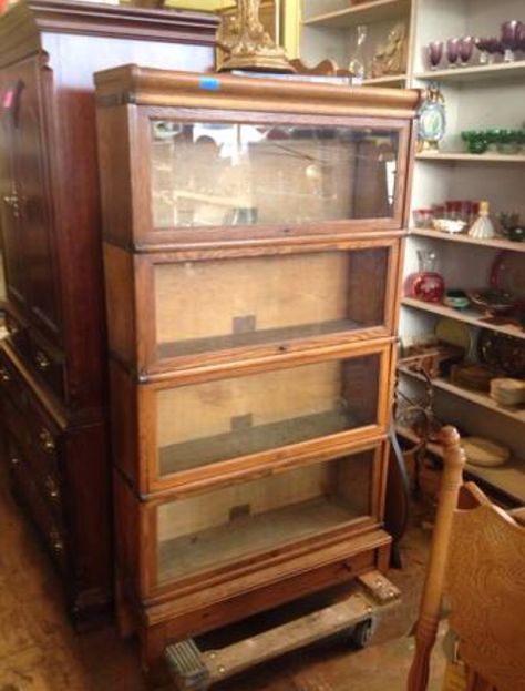 I want this! It's an antique lawyers bookshelf! Oak Bookcase, West Vancouver, Sliding Panels, Queen Anne, Built Ins, Glass Panels, China Cabinet, Solid Oak, Bookshelves