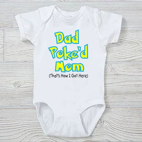 Funny Baby Onesie. Gerber Brand 100% Cotton Using The Pokemon Pikachu Text White Onesie Fast Shipping Pokemon Pregnancy Announcement, Pokemon Baby Shower Ideas, Alternative Baby Clothes, Funny Baby Boy, Funny Baby Onesie, Funny Baby Gifts, Fun Baby Announcement, Baby Superhero