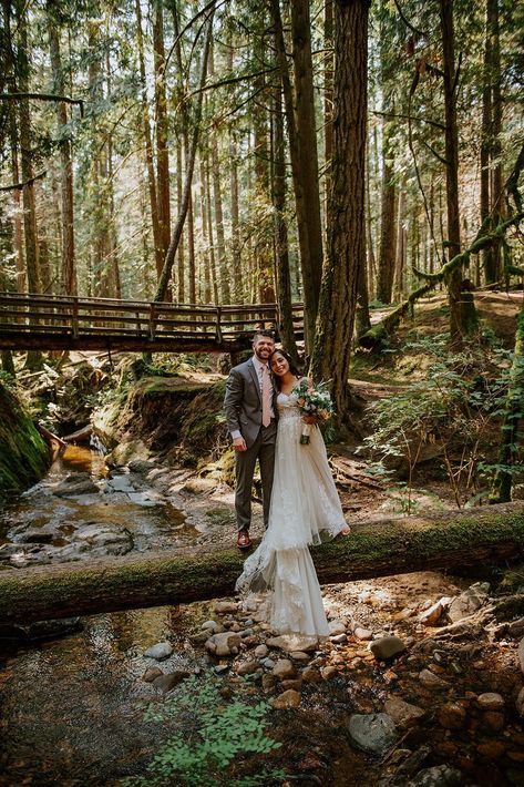 Small Forest Wedding, Bc Elopement, West Coast Wedding Venues, Wedding Waterfall, Intimate Forest Wedding, Forest Wedding Ceremony, Forest Weddings, Waterfall Elopement, Cliff Wedding