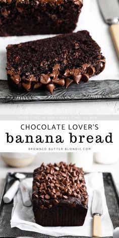 Double Chocolate Chip Banana Bread, Chocolate And Banana Desserts, Dark Chocolate Banana Bread, Oreo Banana Bread, Banana Bread Flavors, Unique Banana Bread Recipes, Banana Bread Chocolat, Desserts Using Bananas, 2 Ripe Banana Recipes