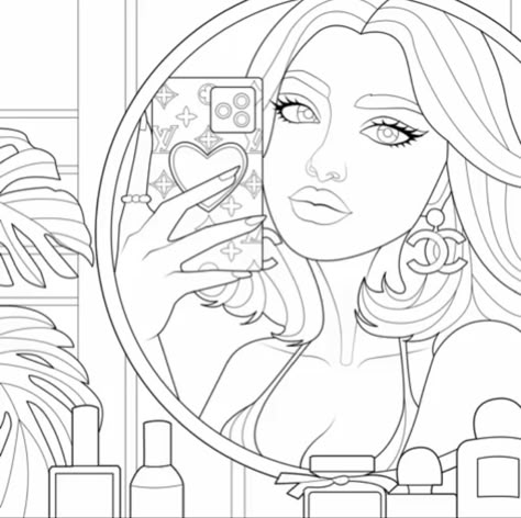 Colouring Pages People, Cute Coloring Pages For Teens, Coloring Pages Y2k, Aesthetic Colouring Pages, Coloring Pages People, Coloring Sheets Aesthetic, Preppy Coloring Pages, Girly Coloring Pages, Y2k Coloring Pages