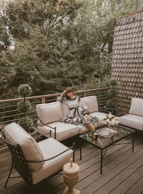 Barn Porch Ideas, French Riviera Style, Balcony Makeover, Outdoor Makeover, Jenny Cipoletti, Riviera Style, Garden Seating Area, Outdoor Garden Bench, Luxury Garden