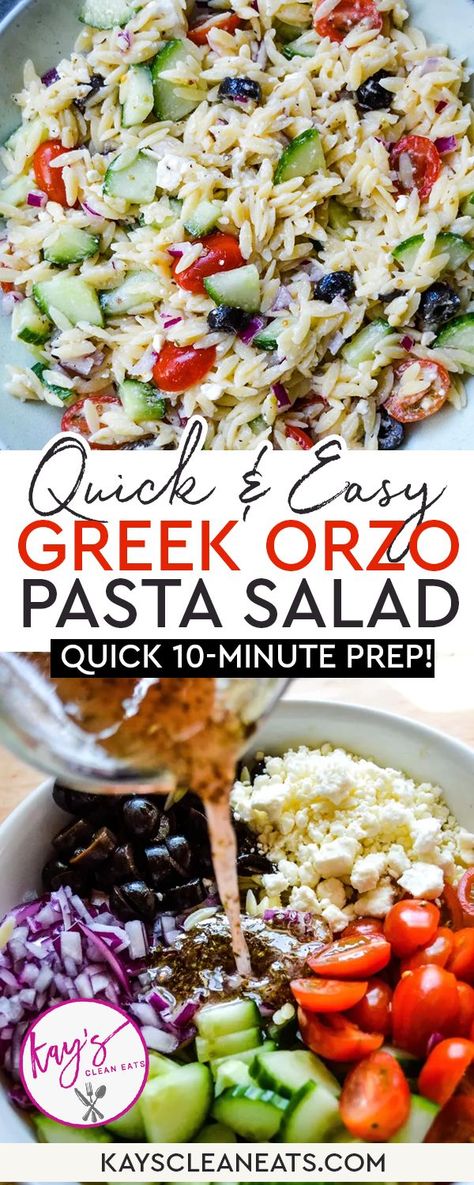 Orzo Greek Salad, Orzo Salad With Spinach, Orzo Chicken Salad, Greek Orzo Pasta Salad Recipe, Easy Orzo Salad, Greek Orzo Pasta Salad, Greek Orzo Pasta, Orzo Pasta Salad Recipe, Greek Orzo