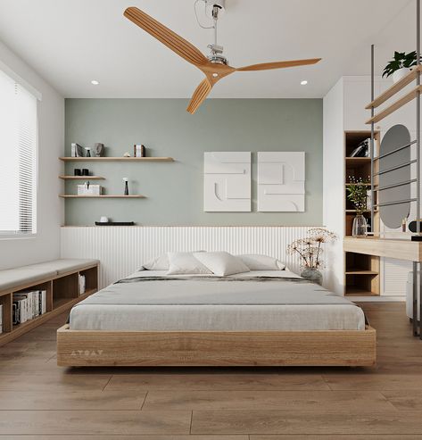 White And Pine Bedroom, Muji Inspired Bedroom, Master Bedrooms Decor Apartment, Bedroom With Many Windows, One Bedroom Condo Ideas Interior Design, Muji Bedroom Design, Simple Interior Bedroom, Bedroom White And Wood, Simple Master Room Design