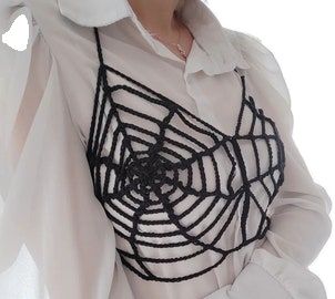 Spider Web Top, Halloween Costume Crochet, Crochet Halloween Costume, Crochet Pour Halloween, Crochet Costumes, Web Top, Halloween Top, Black Spider, Halloween Crochet