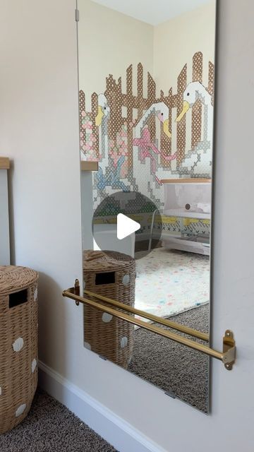 Morgan Renfro on Instagram: "IKEA HACK: hultarp rail + lärbro mirror = baby montessori mirror with ballerina/balance bar 🩵 #ikeahack #ikeaideas @ikeausa #nurseryinspo #nurseryideas #babybalancebar #montessoriactivities #montessorimirror #diymama" Ikea Hultarp, Blodlonn Ikea Mirror, Montessori Mirror, Ikea Mirror Hack, Nursery Mirror, Mirror Hack, Ikea Kids Room, Baby Mirror, Baby Montessori