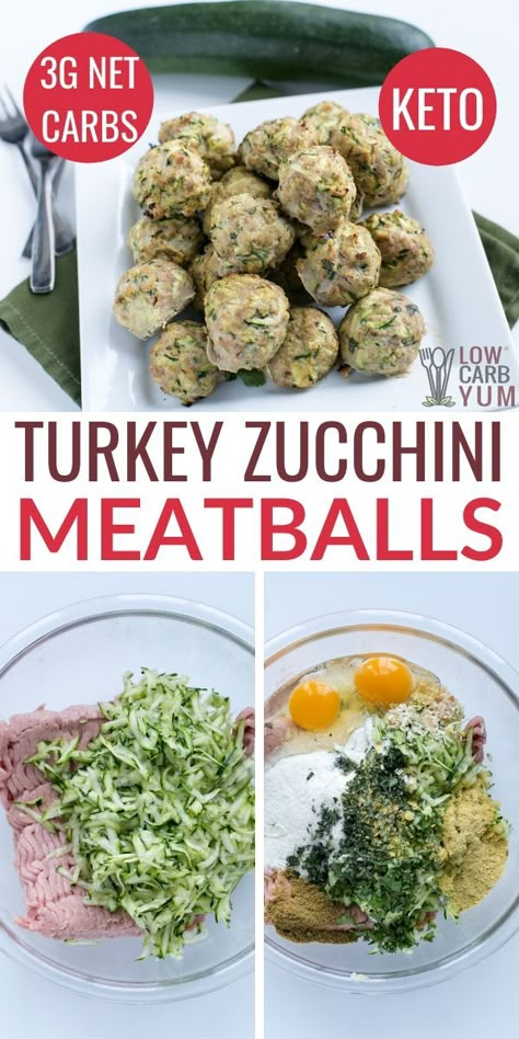 Meatballs With Zucchini, Keto Turkey Meatballs, Low Cal Meatball Recipes, Zucchini Turkey Meatballs, Turkey Meatballs Keto Low Carb, Turkey Meatballs With Zucchini, Zucchini Feta Meatballs, Chicken Meatballs With Zucchini, Ground Turkey Zucchini Meatballs