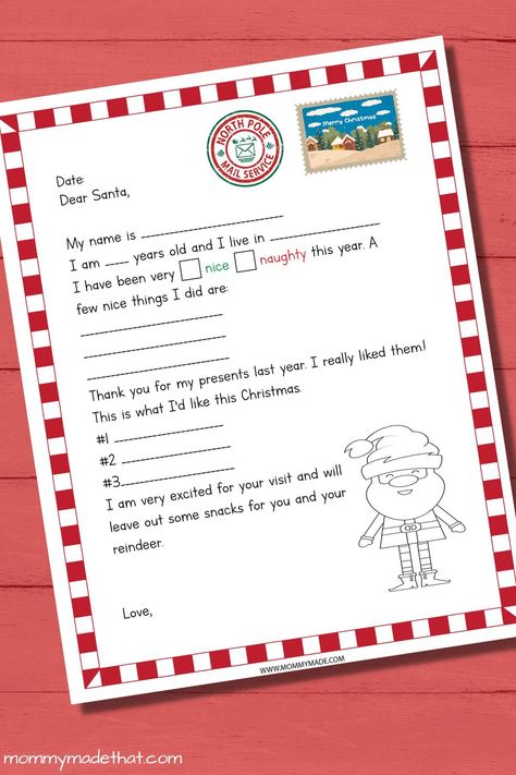 Santa letter template Diy Gnome Ornaments, Letter Template Printable, From Santa Letter, Free Santa Letter Template, Free Printable Santa Letters, Letter To Santa Template, Free Letters From Santa, Printable Letter Templates, A Letter To Santa