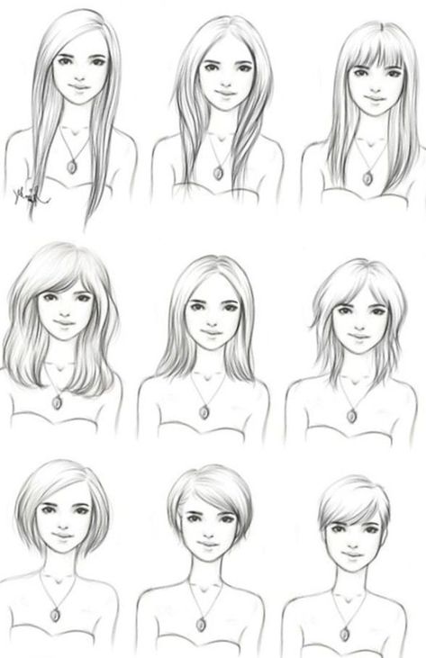 Straight hair, long hair, short hair drawing examples for fashion sketching beginners Fashion Design Hair Sketch, Short Hair Drawing, Long Hair Drawing, Brown Straight Hair, Fashion Sketching, Hair Illustration, Girls Short Haircuts, Drawing Hair, Hair Sketch