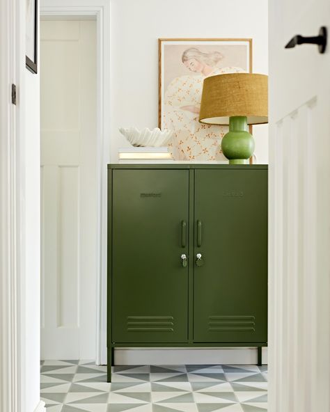 Our lovely Mustard Made Lockers add a pop of personality to any space while providing secure storage! At home, use them in the entryway for stashing shoes, bags, and coats, or in the kids' room to keep toys and school supplies organized. They also make great storage for tools and gardening supplies in the garage. Mustard Made Lockers are easy to assemble and move, so you can reconfigure your space as needed! Shop Mustard Made Lockers in our Summer sale with 10% off! ✨(excluding new Standar... Small Hallway Decor, Small Entrance Halls, Sideboard Makeover, Hallway Shoe Storage, Mustard Made, Narrow Entryway, Small Entrance, Interior House Colors, Entryway Storage