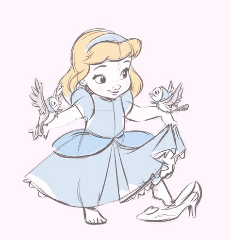 Disney Cinderella Drawing, Princess Cartoon Drawing, Cinderella Shoes Drawing, Disney Princess Sketches Pencil, Cinderella Doodles, Disney Drawing Ideas, Drawing Cinderella, Cinderella Cute Drawing, Cinderella Painting