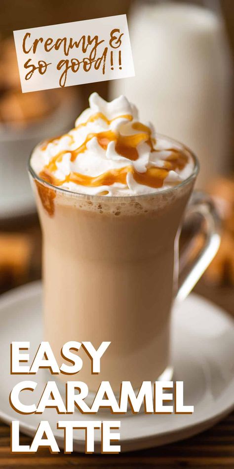 Caramel Cappuccino Starbucks, Sweet Coffee Recipes At Home, Carmel Vanilla Latte Recipe, Blended Caramel Coffee, How To Make Different Coffee Drinks, Coffee Drinks At Home Easy, Easy Lattes At Home, Hot Caramel Coffee Recipe, Flavor Coffee Recipes