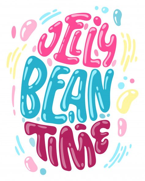 Jelly Font Design, Jelly Bean Quotes, Jelly Bean Drawing, Jelly Logo Design, Candy Marshmallows, Jelly Design, Ocean Art Painting, Jelly Beans Easter, Candy Logo