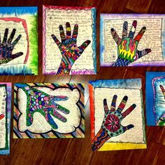 Teaching With a Mountain View: End of the Year Activities for Upper Elementary 6th Grade Art, 4th Grade Art, 5th Grade Art, Hand Prints, School Art Projects, Middle School Art, Art Lesson Plans, Hand Art, Art Classroom