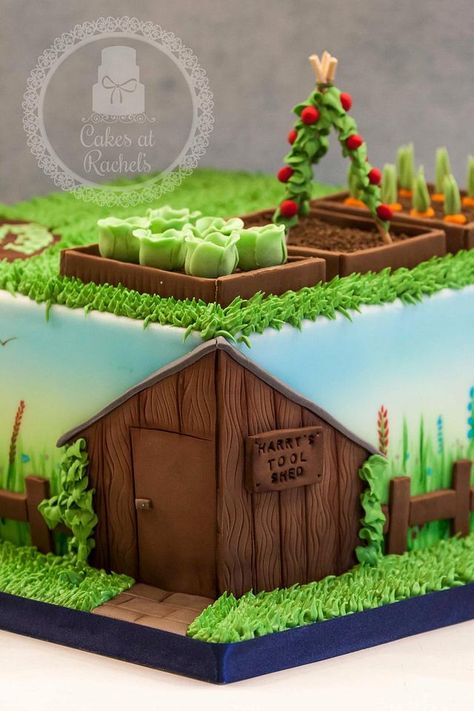 Garden Themed Cake, Allotment Cake, Garden Theme Cake, Gardening Cake, Garden Birthday Cake, 70th Birthday Cake, Garden Cake, Dad Birthday Cakes, Garden Cakes