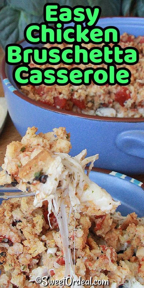 This Easy Chicken Bruschetta Casserole is really simple to make; perfect for busy nights. Using rotisserie chicken, Stove Top stuffing, diced tomatoes, and fresh mozzarella cheese, you’ll quickly have a delicious meal. Chicken Stove Top Stuffing, Bruschetta Casserole, Chicken Stove Top, Chicken Bruschetta Casserole, Chicken Bruschetta, Chicken Stuffing, Cheese Dinner, Stuffing Casserole, Bruschetta Chicken