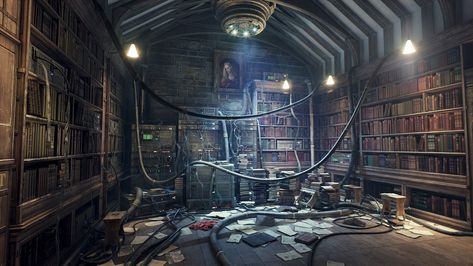 Sci-fi Library in UE4 by Vladimir Lepotic Sci Fi Library Concept Art, Sci Fi Aesthetic Room, Scifi Library Concept Art, Sci Fi Library, Cyberpunk Library, Scifi Library, Blender Inspiration, Cyberpunk Interior, Modular Environment