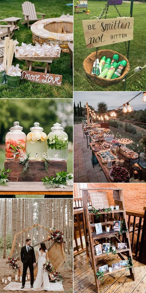 Backyard Country Wedding Reception, Vow Renewal Ideas 40 Years, Outdoor Wedding Ideas Boho, Easy Outdoor Wedding Ideas, Country Backyard Wedding Ideas, Wedding Rustic Decoration Outdoor, November Backyard Wedding Ideas, Rustic Outdoor Reception, Wedding At A Campground