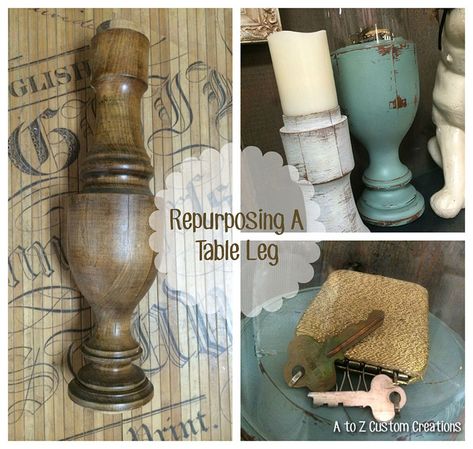 Some great projects to repurposed an old table leg! Table Leg Ideas Repurposed, Upcycle Table Legs Ideas, Old Table Legs Ideas Projects, Table Legs Repurposed, Repurpose Table, Spindle Ideas, Curvy Table, Upcycled Table, Spindle Crafts