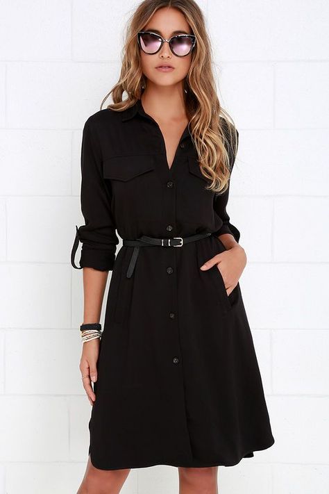 28 Incredibly Stunning Shirt Dress Ideas for 2020  #Fashion #Outfits Shirt Dress Outfit Ideas, Black Shirt Dress Outfit, Long Black Shirt Dress, Long Black Shirt, Stile Casual Chic, Shirt Dress Outfit, Gaun Fashion, Wear To Work Dress, Grunge Dress