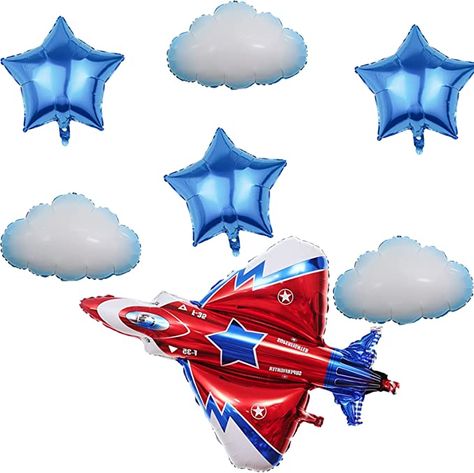 Amazon.com: BIEUFBJI 42" Fighter Jet Airplane Ballons Cartoon Airplane Birthday Party Decorations Airplane Aviator Adventure Themed (7Pcs) : Toys & Games Vintage Airplane Theme, Airplane Birthday Decorations, Airplane Birthday Party Decorations, Time Flies Birthday, Pilots Birthday, Jet Airplane, Cartoon Airplane, Airplane Theme, Airplane Birthday Party