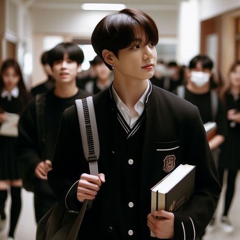 Jungkook Student, Omega Jungkook, Jungkook School, 얼굴 드로잉, Bts Jungkook Birthday, Jungkook Songs, Kpop Couples, Jungkook Fanart, Jeon Jungkook Photoshoot