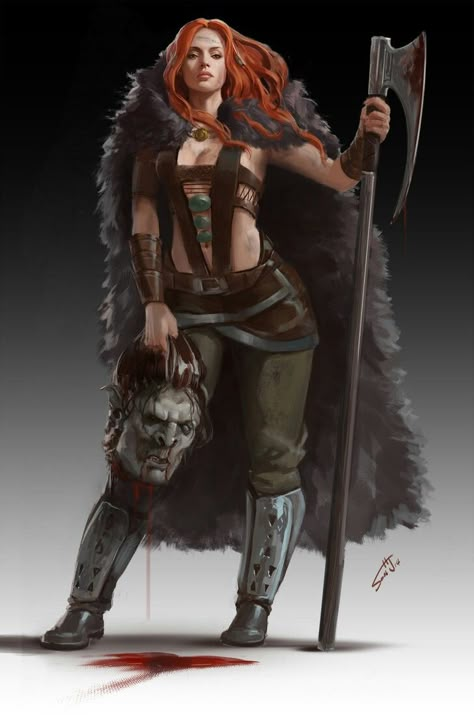 Barbarian female Barbarian Woman, Heroic Fantasy, Red Sonja, Warrior Girl, Fantasy Warrior, Arte Fantasy, 판타지 아트, Fantasy Inspiration, Medieval Fantasy