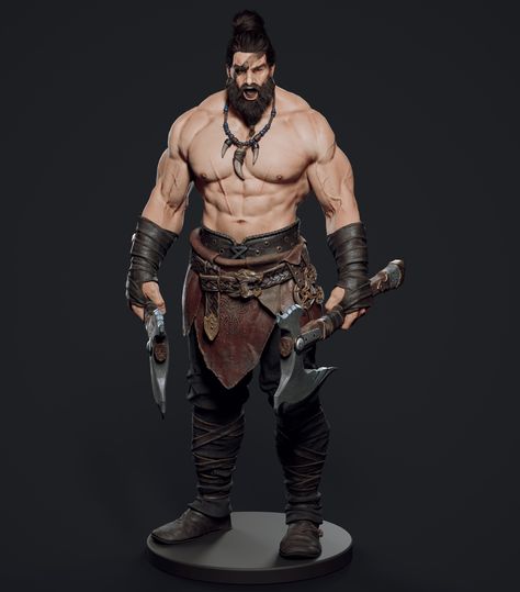 Barbarian Character Art, Dnd Human Male Barbarian, Wild Magic Barbarian, Viking Warrior Art, Barbarian Cosplay, Barbarian Character Design Male, Fantasy Barbarian, D&d Barbarian Art, Greatsword Barbarian Dnd