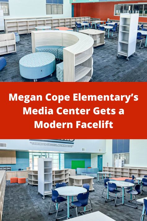 When Emily Price, Ed.D., came onboard as Megan Cope Elementary School’s new principal in 2021, she quickly learned that the San Jacinto, Calif.-based school’s library was in need of a media center modernization. After speaking with Renee Moore, the school’s library media tech specialist, about some of the simpler steps that could be taken, the pair sat down and devised a modernization plan. Learn more. #MiEN #Education #SchoolFurniture #Innovation #21stcenturylearning #Collaboration #k12 New Principal, School S, 21st Century Learning, Flexible Seating, San Jacinto, Collaboration Space, School Community, Customer Stories, School Furniture