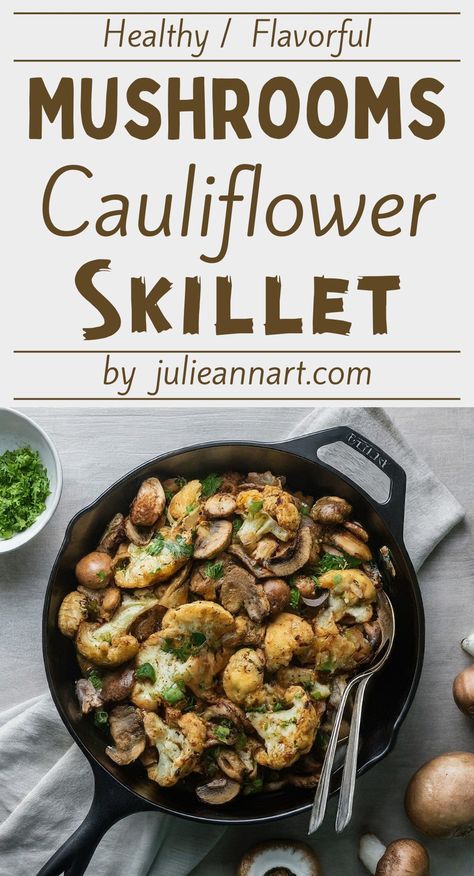 Garlic Mushrooms Cauliflower Skillet Garlic Mushrooms Cauliflower Skillet, Cauliflower Skillet, Cabbage Recipes Southern, Cauliflower Mushroom, Healthy Beef, Steak And Mushrooms, Cheesy Cauliflower, Jamie Oliver Recipes, Vegan Cauliflower