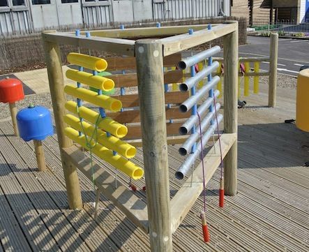 Outdoor Music Area, Natural Playground Ideas, Preschool Playground, Music Garden, Outdoor Learning Spaces, Outdoor Play Spaces, Playground Ideas, Outdoor Play Areas, Diy Playground