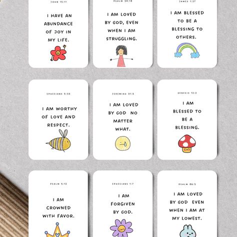 Kids affirmation cards, Affirmation Cards for Kids, Montessori Flashcards, Kids self-love cards #AffirmationCards #PositiveVibes #SelfLove #DailyAffirmations God Says I Am For Kids, Bible Affirmations For Kids, Biblical Affirmations For Kids, Christian Affirmations For Kids, I Am Loved By God, Montessori Flashcards, Affirmation Book, Inspiring Affirmations, Bible Affirmations