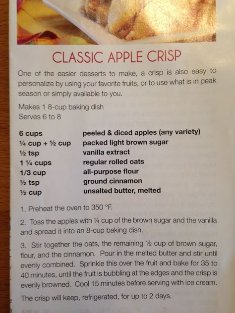 Best Apple Crisp Recipe, Easy Apple Crisp Recipe, Apple Crumble Recipe, Apple Crisp Recipe, Fall Baking Recipes, Apple Recipes Easy, Apple Dessert Recipes, Crumble Recipe, Apple Crisp Recipes