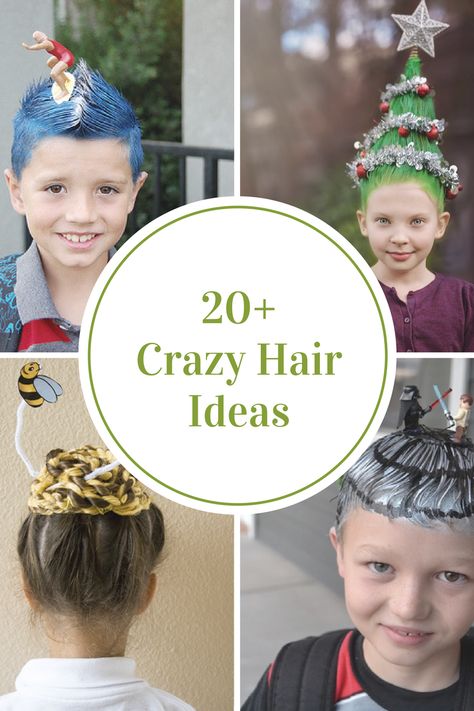 Hair Ideas| Crazy Hair Day Ideas - The Idea Room Hair Ideas For Kids, Whoville Hair, Crazy Hair For Kids, Crazy Hair Ideas, Crazy Hair Day Ideas, Crazy Hairstyles, Spirit Days, Wacky Hair Day, Wacky Hair Days