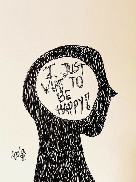 Overthinker Art Drawing, Happy Drawings, Meaningful Drawings, Deep Art, Dark Art Drawings, Easy Drawings Sketches, Dark Art Illustrations, Dessin Adorable, Book Art Drawings