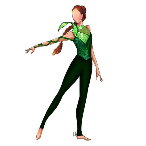 Creative Costuming Designs Color Guard, Elemental Outfits, Marching Band Shows, Color Guard Costumes, Creative Costuming Designs, Circus Outfits, Green Costumes, Fashion Drawing Tutorial, Ice Dresses