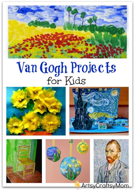 Van Gogh For Kids, Famous Artists For Kids, Sunflowers Art, Preschool Art Projects, Edouard Vuillard, Frida Art, Arte Van Gogh, Willem De Kooning, Easy Art Projects