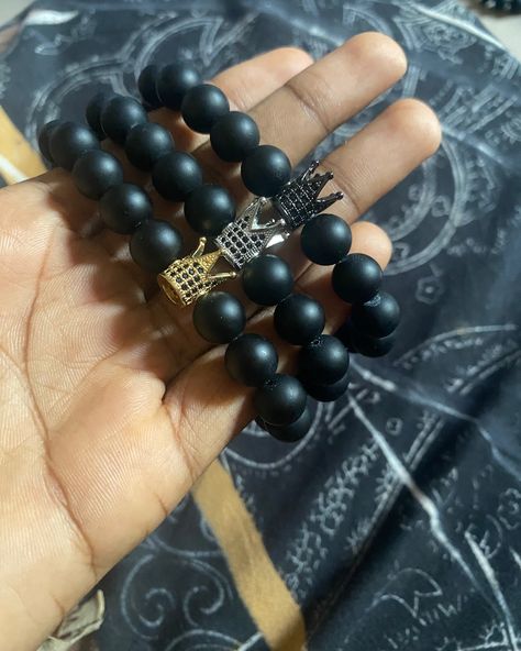 Black onyx bracelets with crown 4500 naira each Black Onyx Bracelet, Onyx Bracelet, Black Onyx, Necklaces Bracelets, Onyx, Crown, On Instagram, Black, Instagram